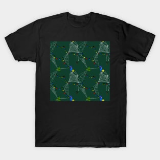 Christmas Lights Holiday Spiders Evergreen T-Shirt